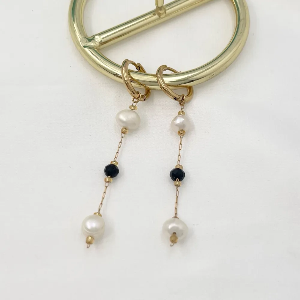 Cerchio con Perla di Fiume -Orecchini in Acciaio - OAP-732-38 2x10mm