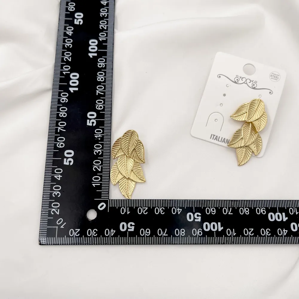 Foglie Lunghe-Orecchini in Acciaio - OAP-732-55