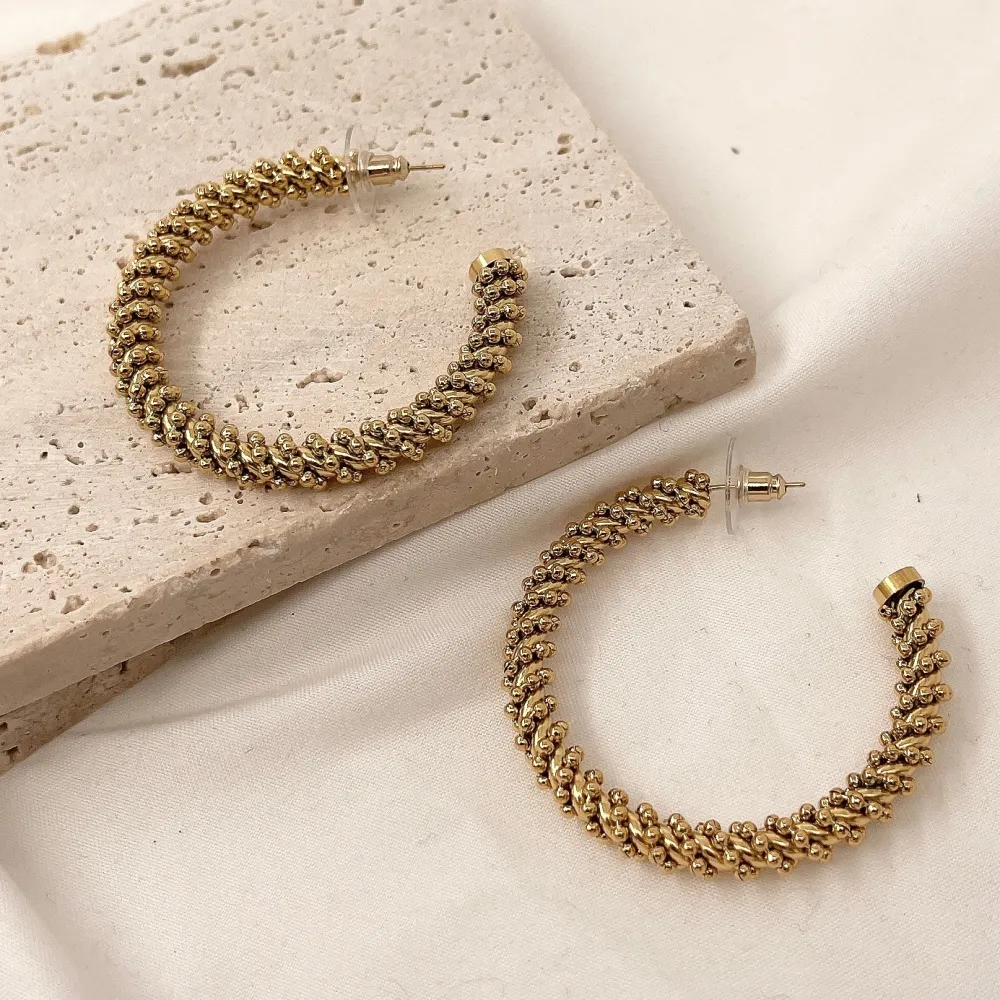 Cerchio Torchon 50mm-Orecchini in Acciaio - OAP-732-84 50mm