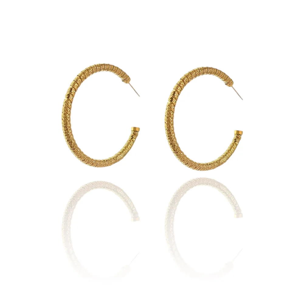 Cerchio Lavorato 50mm-Orecchini in Acciaio - OAP-732-85 50mm