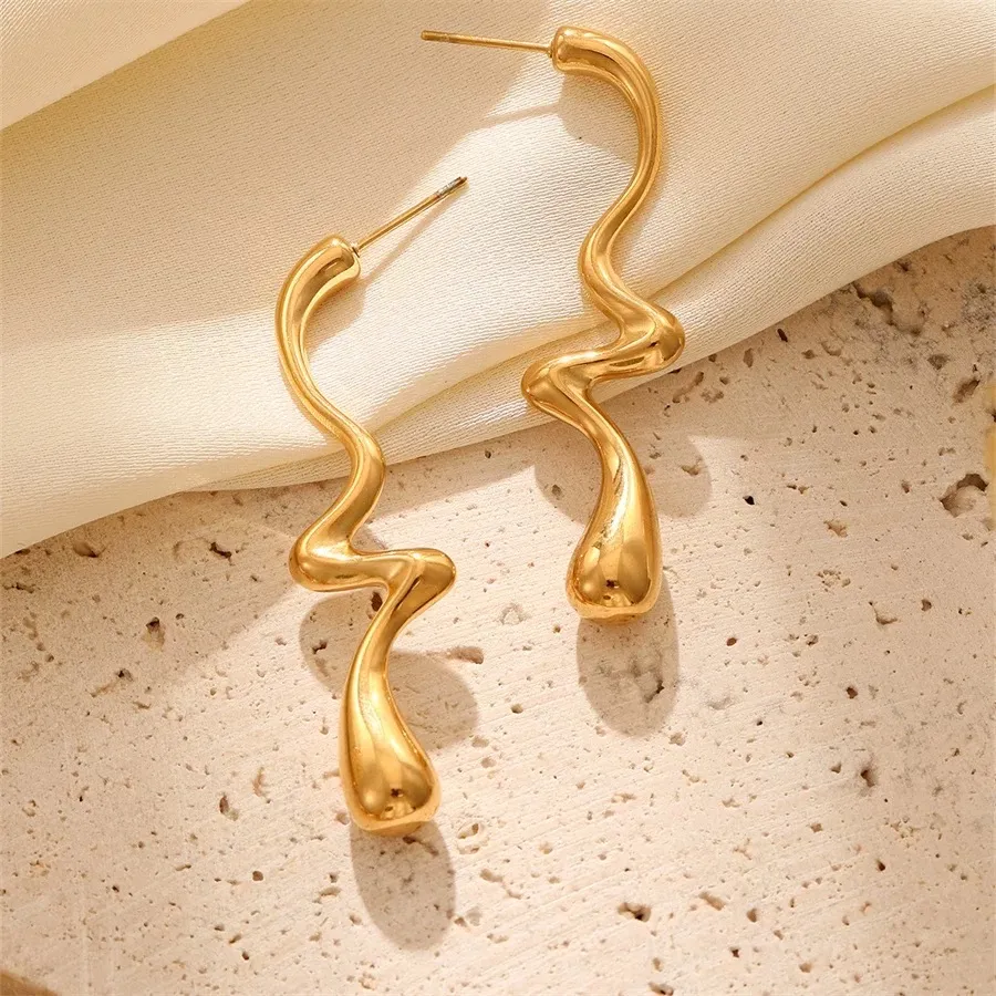 Goccia Lavorata -Orecchini in Acciaio - OAP-754-05