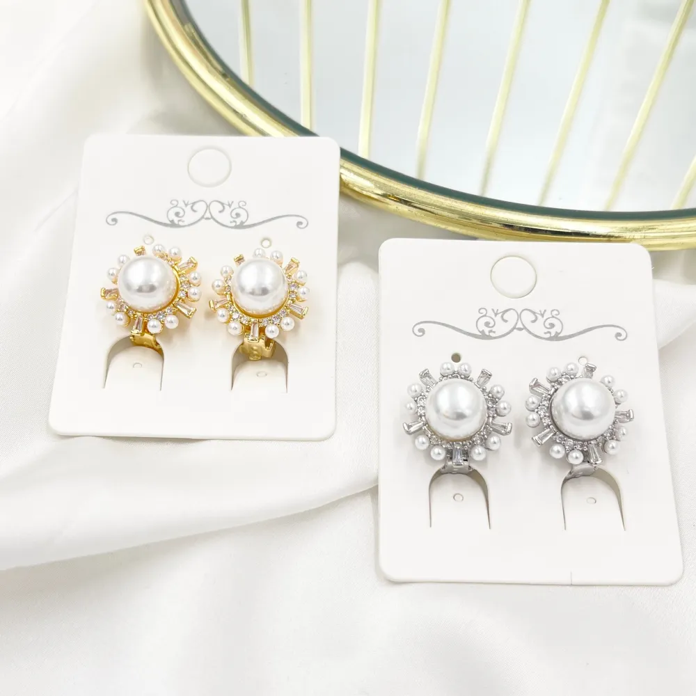 Cerchio con perla-Orecchini a Clip con Zirconia - OMK-493-34