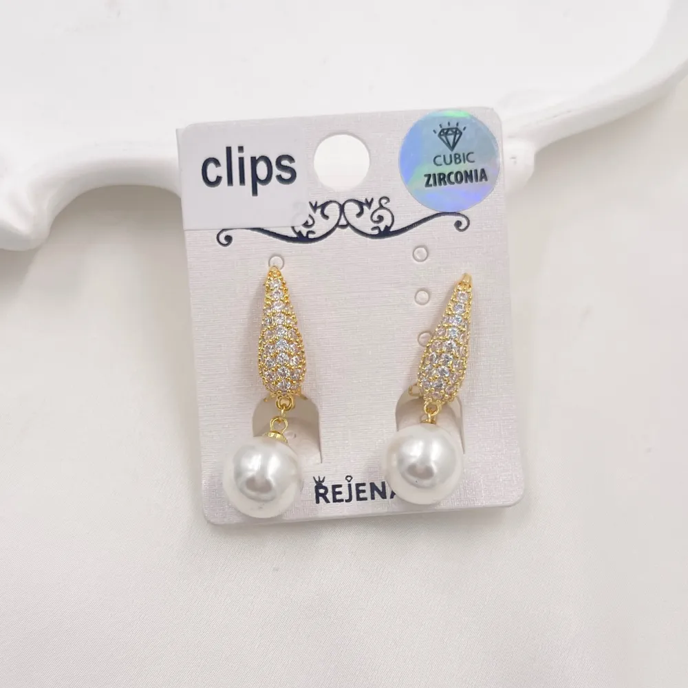 Cerchio con Perla-Orecchini a Clip in Acciaio - OMK-506-340