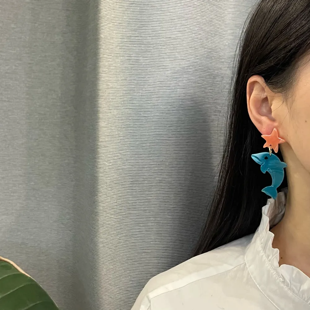 Mare Pesce Delfino-Orecchini Moda - OMM-15745