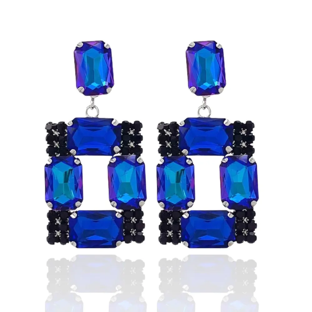 Quadrato-Orecchini Moda Vetro - OMM-381-203