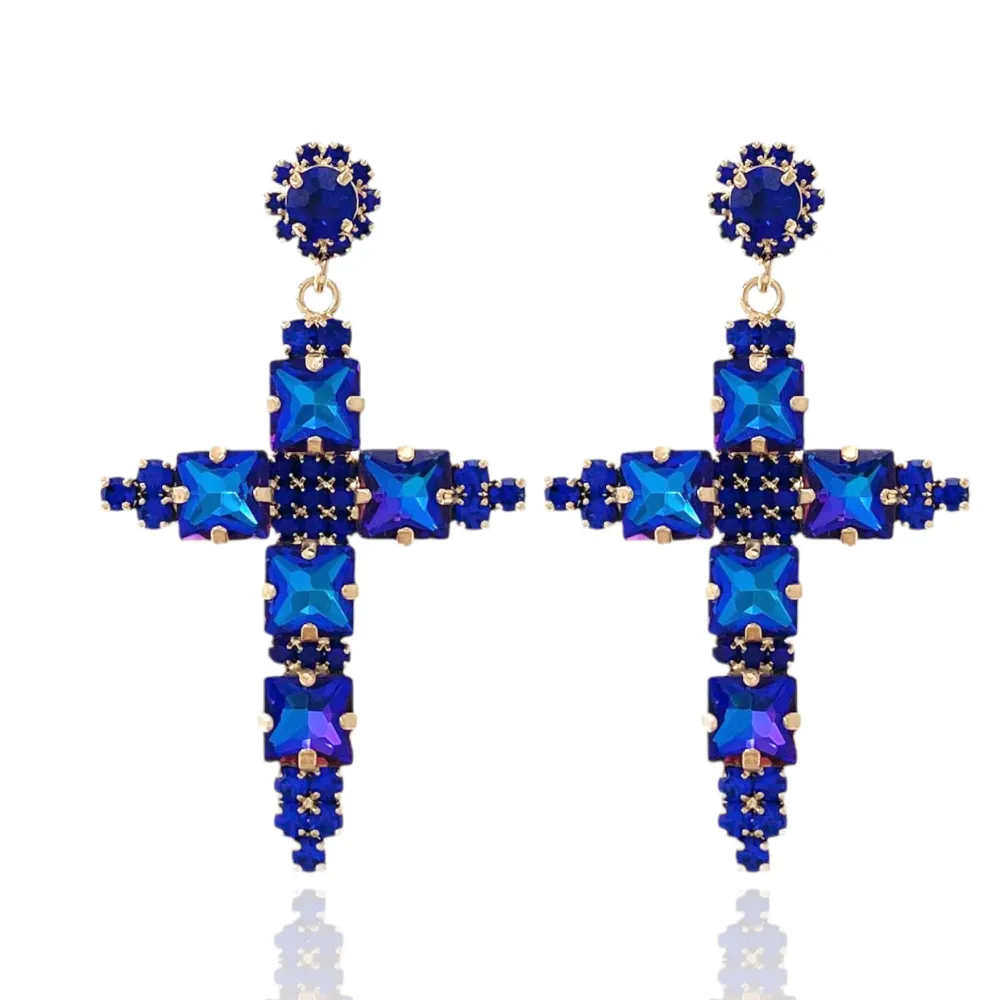 Croce -Orecchini Moda Vetro - OMM-381-206