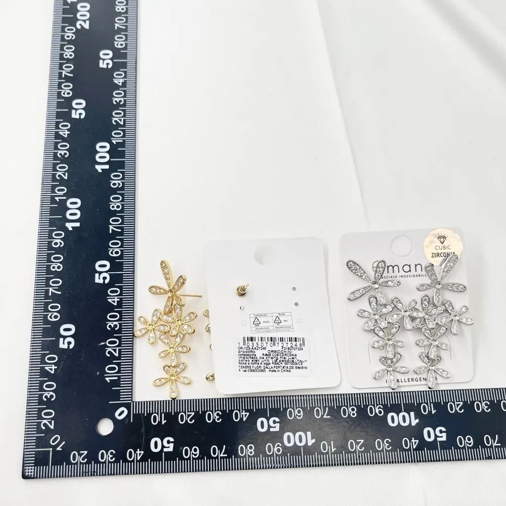 Fiore-Orecchini in Ottone e Zirconia - OMZ-103-AA27124E