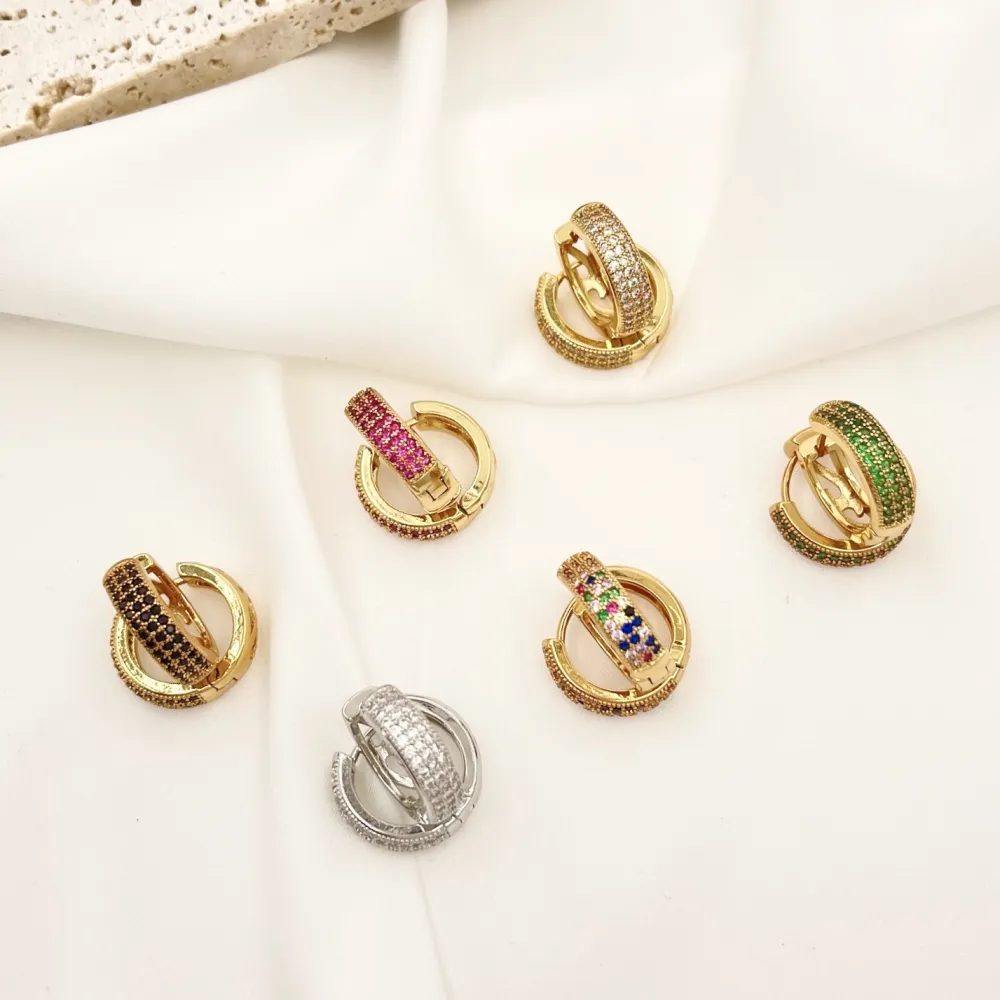 Cerchio con Zirconia Colorata-Orecchini con Zirconia - OMZ-103-AA2722E 13mm