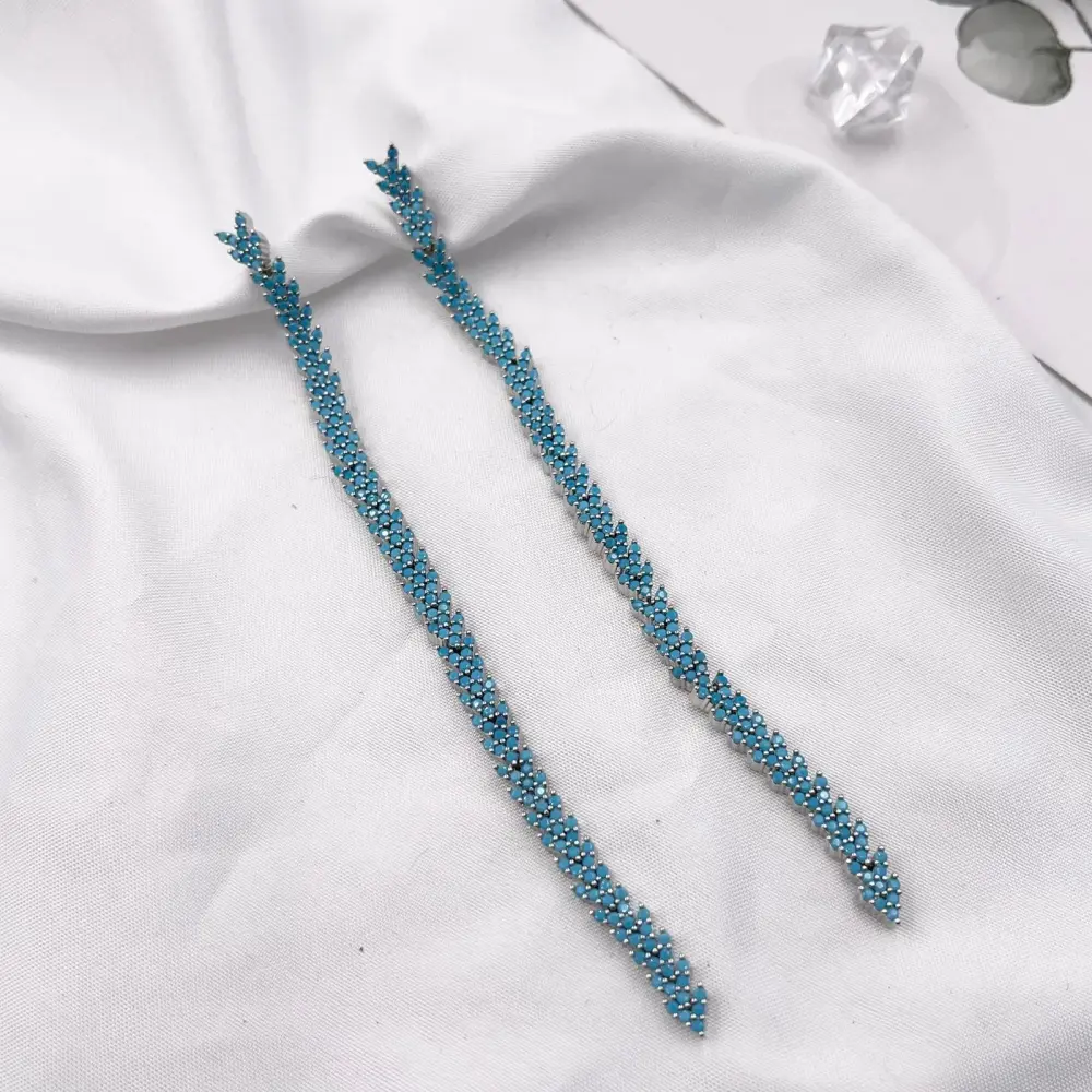 Lungo Foglia-Orecchini con Zirconia - OMZ-109-260