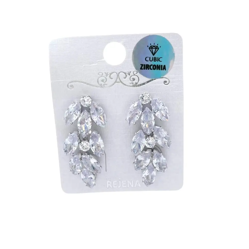 Foglia Pendente-Orecchini con Zirconia - OMZ-159-22090