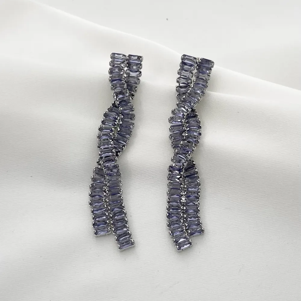 Tennis Intrecciato-Orecchini con Zirconia - OMZ-416-L25