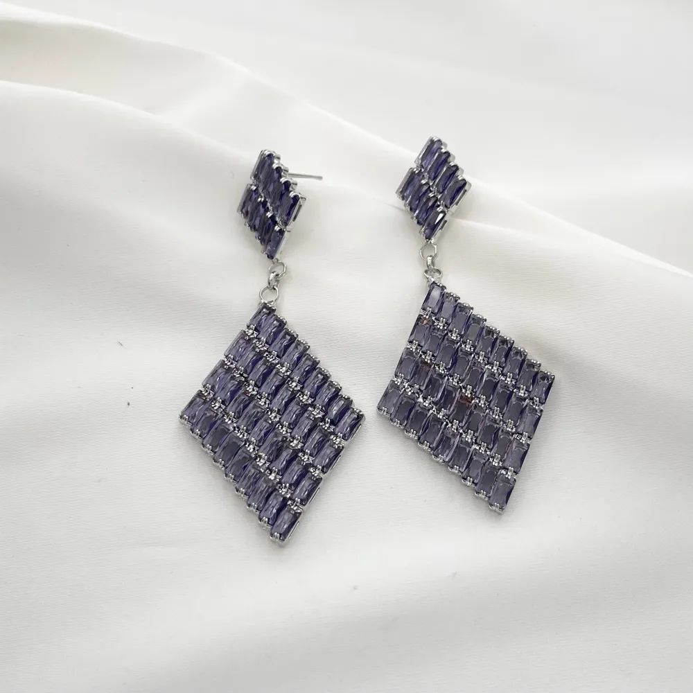 Rombo Pendente-Orecchini con Zirconia - OMZ-416-L27