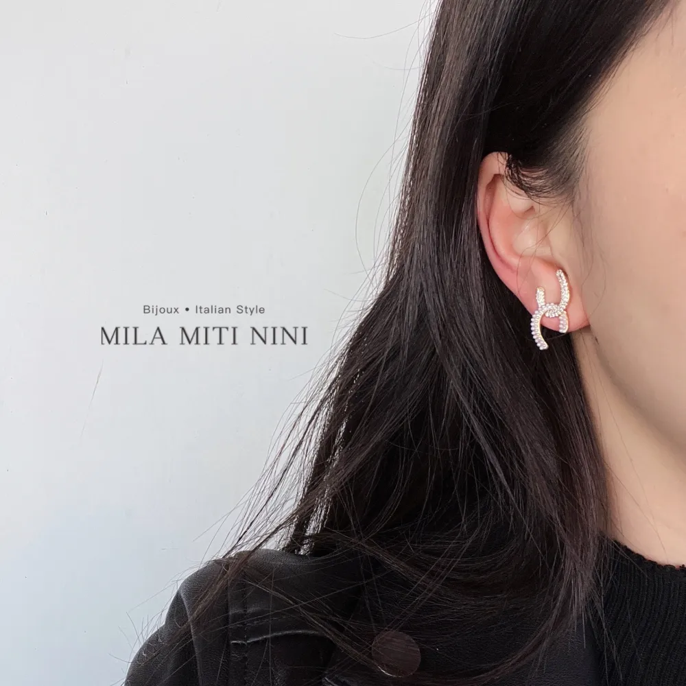 Doppio C-Orecchini con Zirconia - OMZ-506-458891