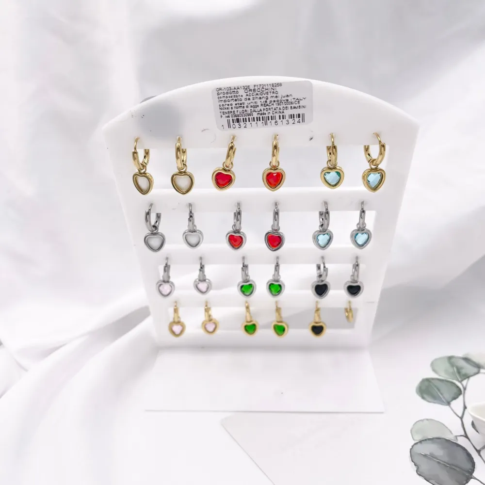 Cuore Zirconia-12Paia Orecchini a in Acciaio - OPA-103-AA132E