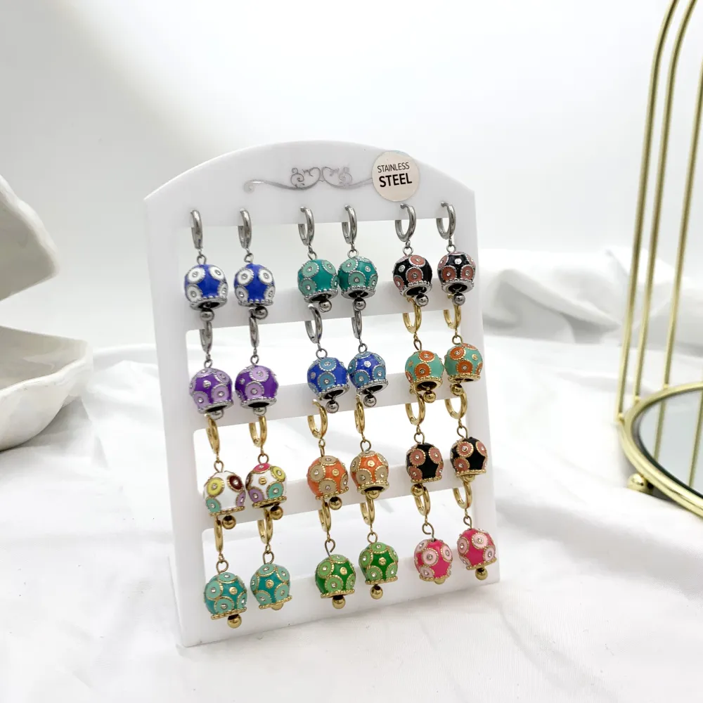 Campanello Smaltato-12Paia Orecchini in Acciaio - OPA-103-AA1732E