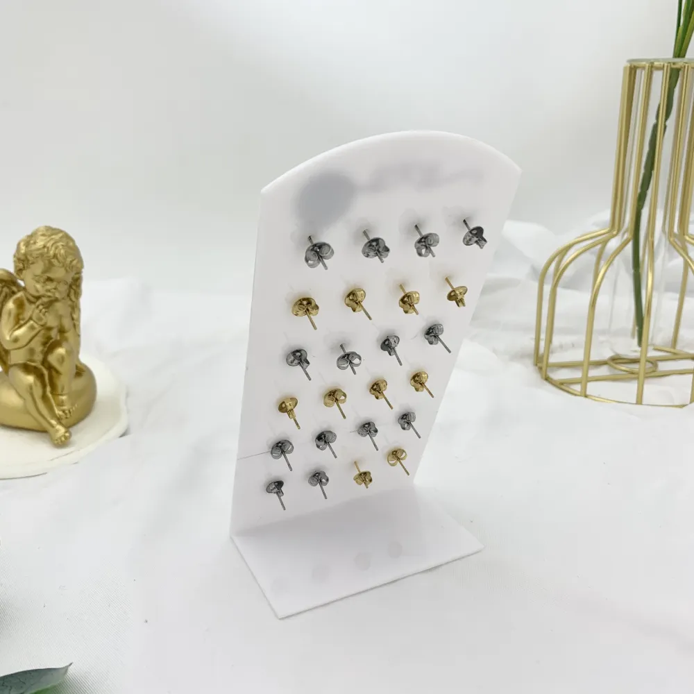 Croce Piccolo con Zirconia-12Paia Orecchini a Lobo in Acciaio - OPA-103-AA2409E