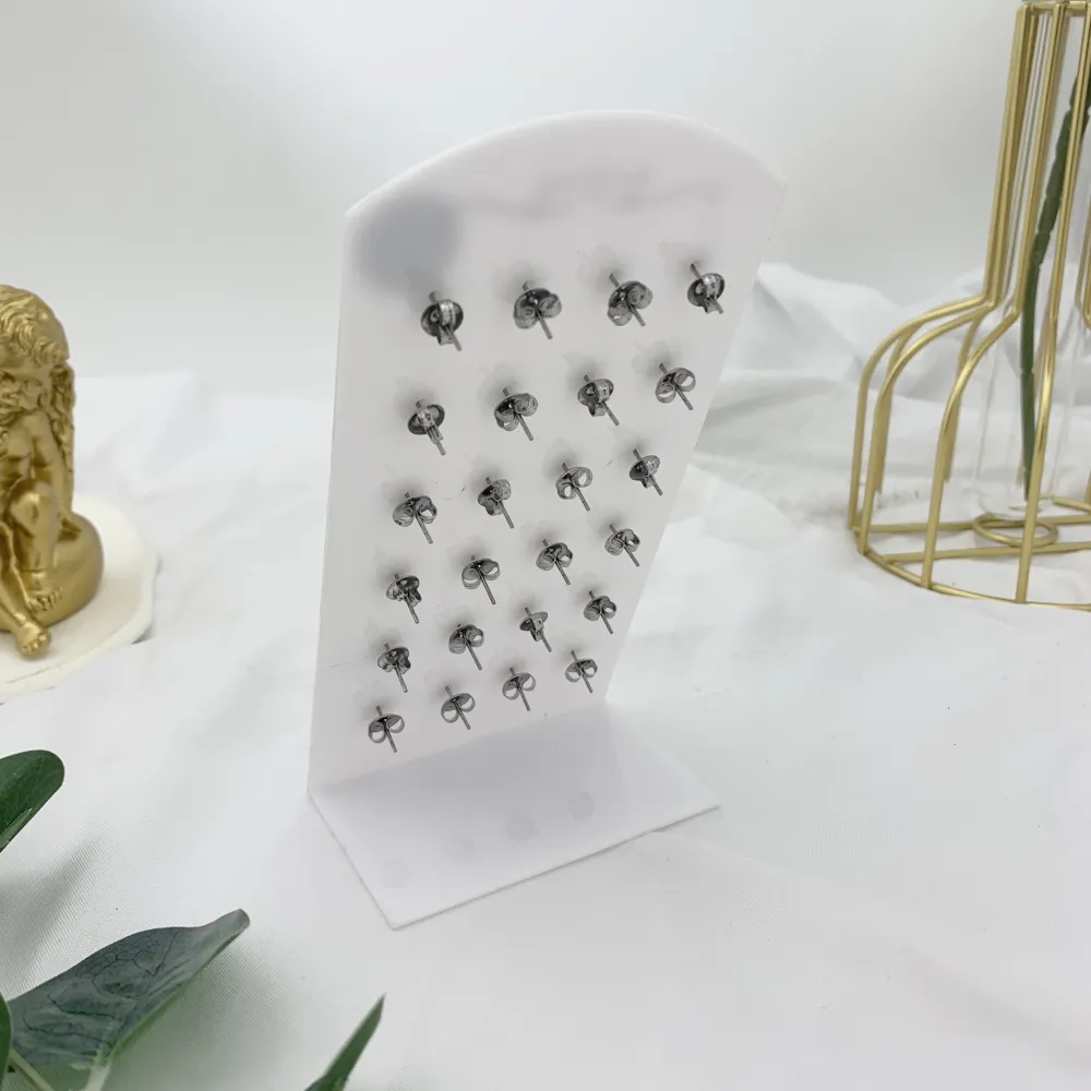 Fiore con Zirconia-12Paia Orecchini a Lobo in Acciaio - OPA-103-AA2554E