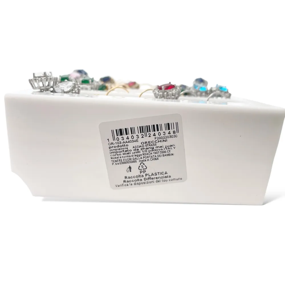 Cerchio Con Pendente Ovale -12Paia Orecchini in Acciaio - OPA-103-AA4034E