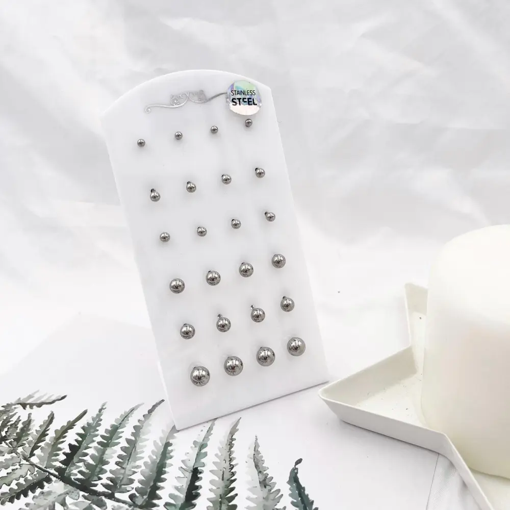 Pallina Scalare Argento-12Paia Orecchini in Acciaio - OPA208-125A