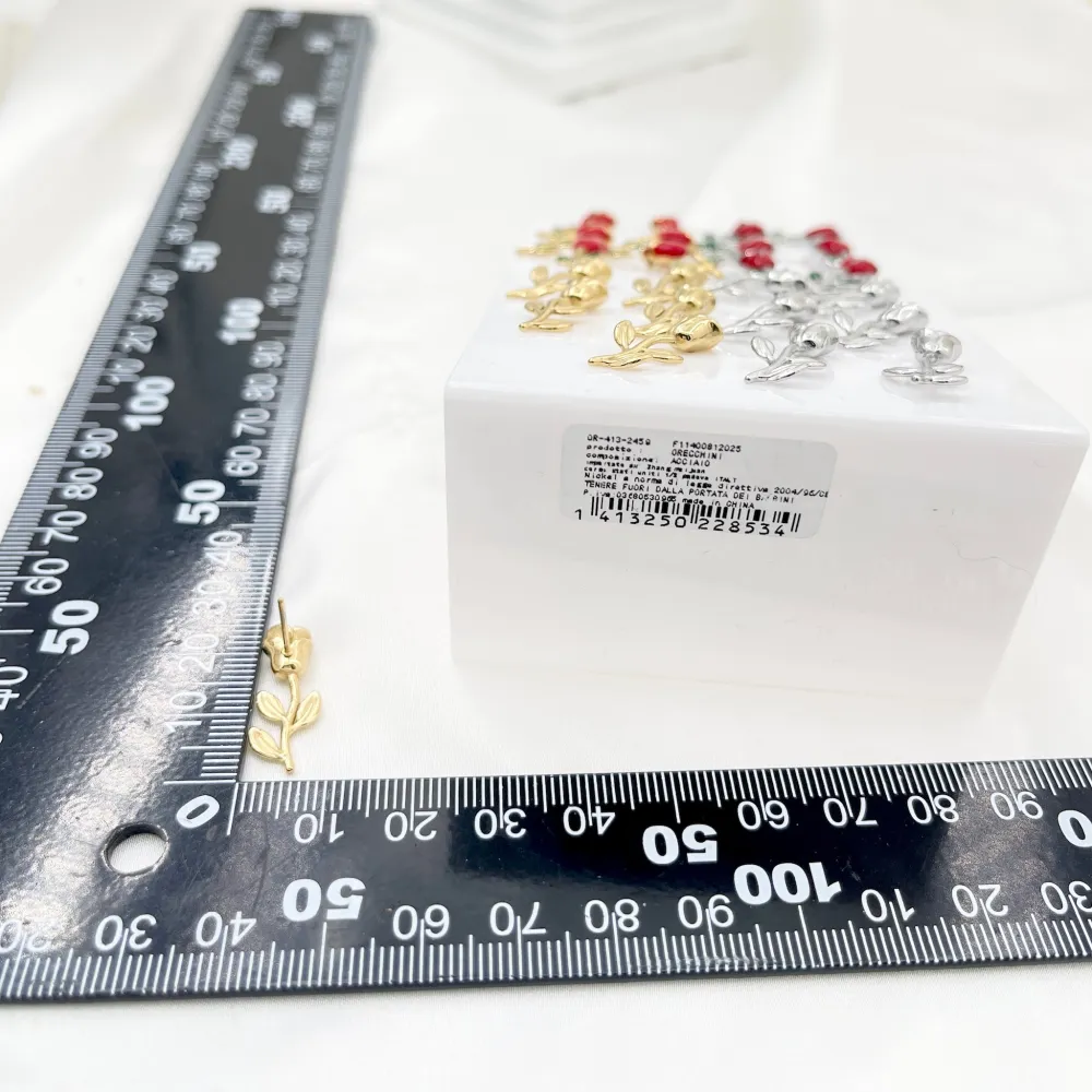 Rosa-12 Paia Orecchini in Acciaio - OPA-413-2459