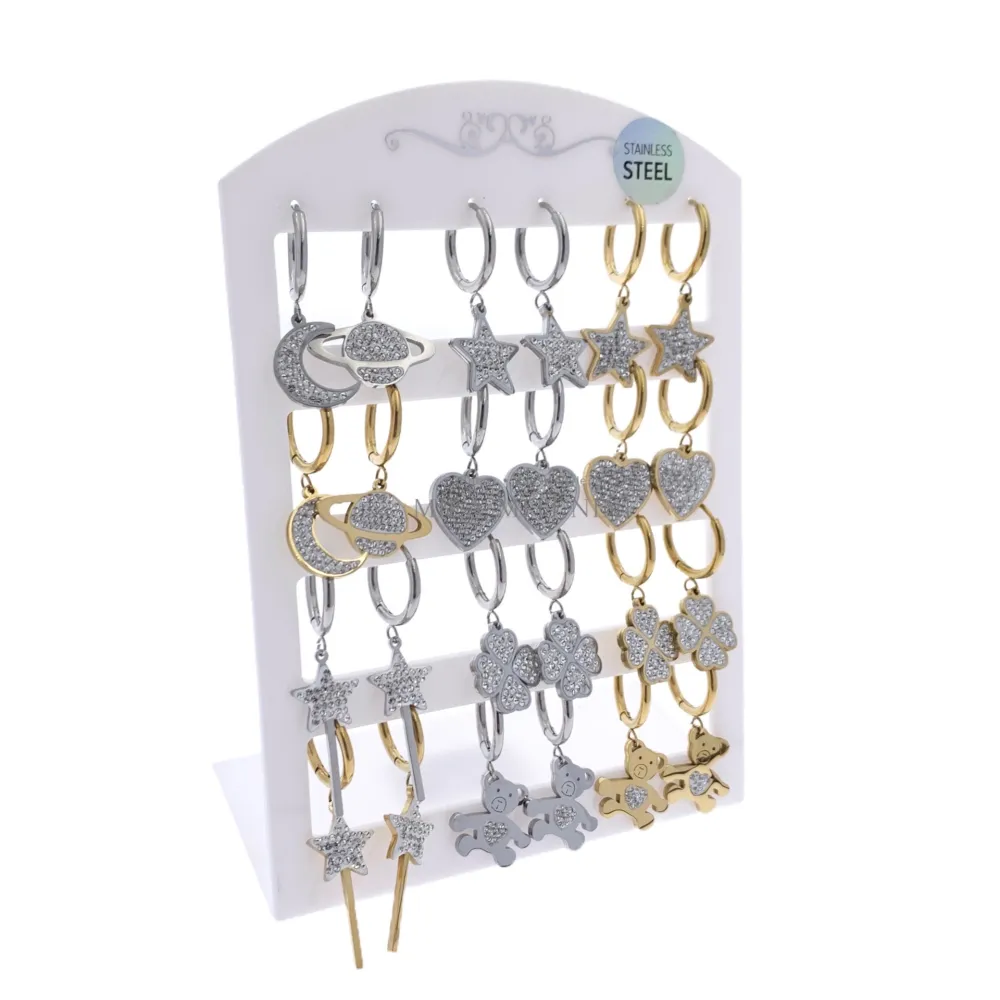 Pendenti Mixcon Strass-12 Paia Orecchini in Acciaio - OPA413-695