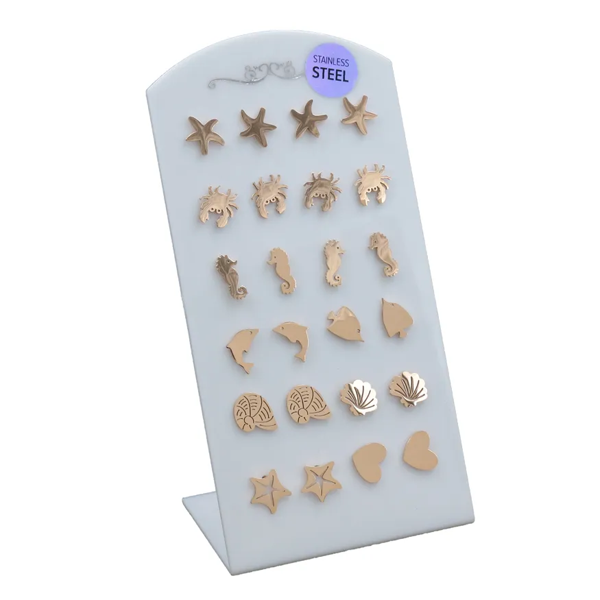 Orecchini  lobo in acciaio (Conf. da 12 paia) - OPA413-853-Tema Mare - Orecchini Acciaio (Conf. da 12 paia)