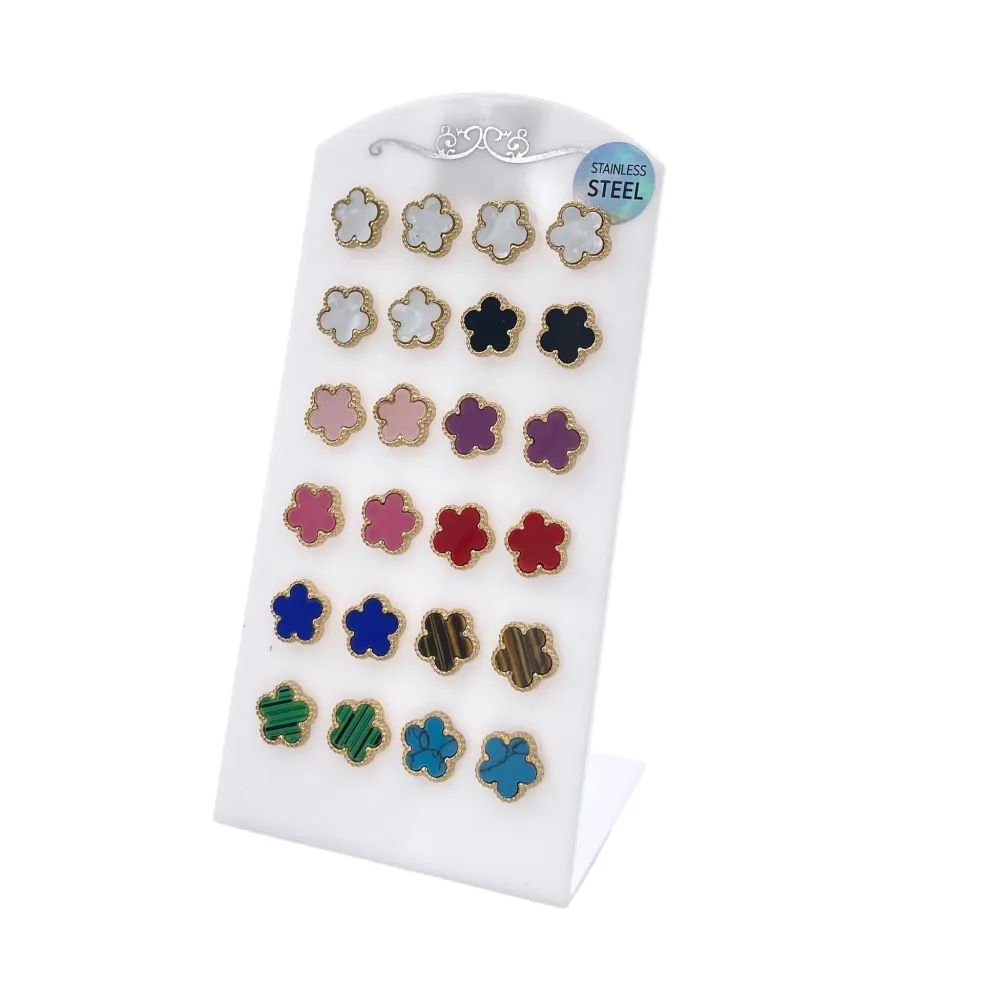 Fiore-12 Paia Orecchini in Acciaio - OPA-413-949S