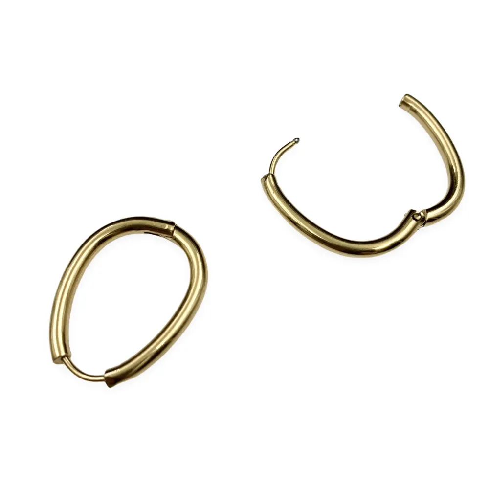 OPA5981-Cerchio Goccia - 12 Paia Orecchini in Acciaio - OPA450-236-Cerchio Goccia - 12 Paia Orecchini in Acciaio