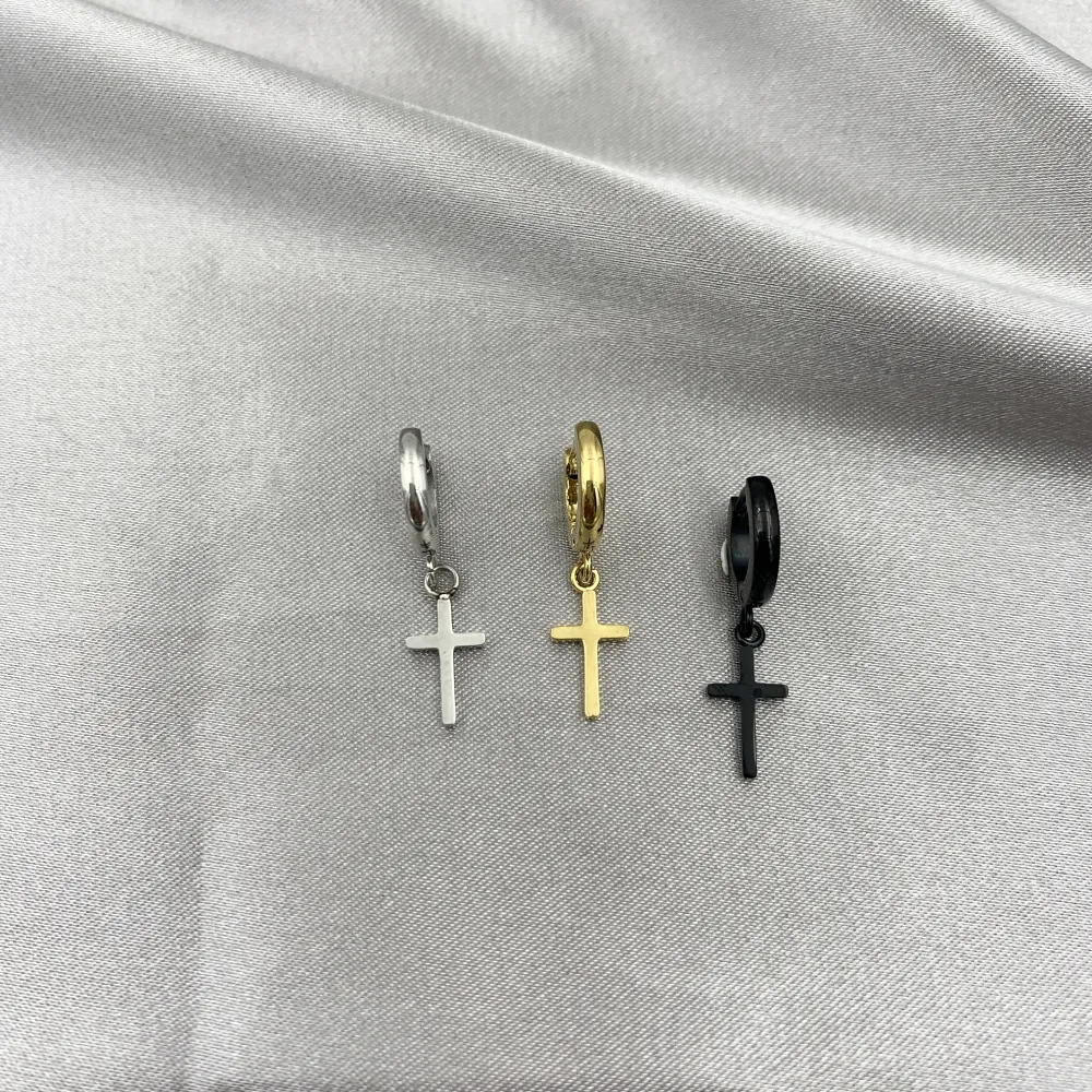 OPA7413-Croce Piccolo- 12 Paia Orecchini  a Cerchio con Pedenti - OPA450-242