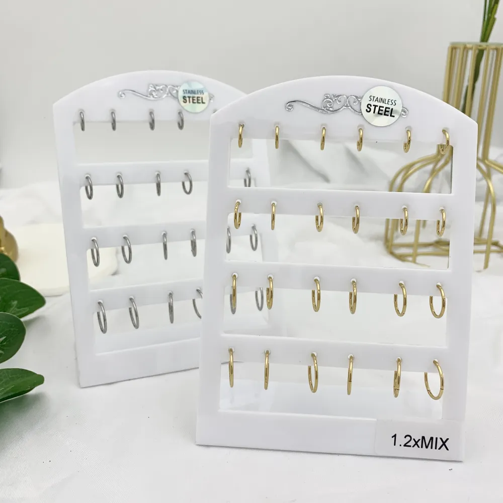 Cerchio 1.2mm Mix-12Paia Orecchini in Acciaio - OPA-450-632 1.2mm Mix