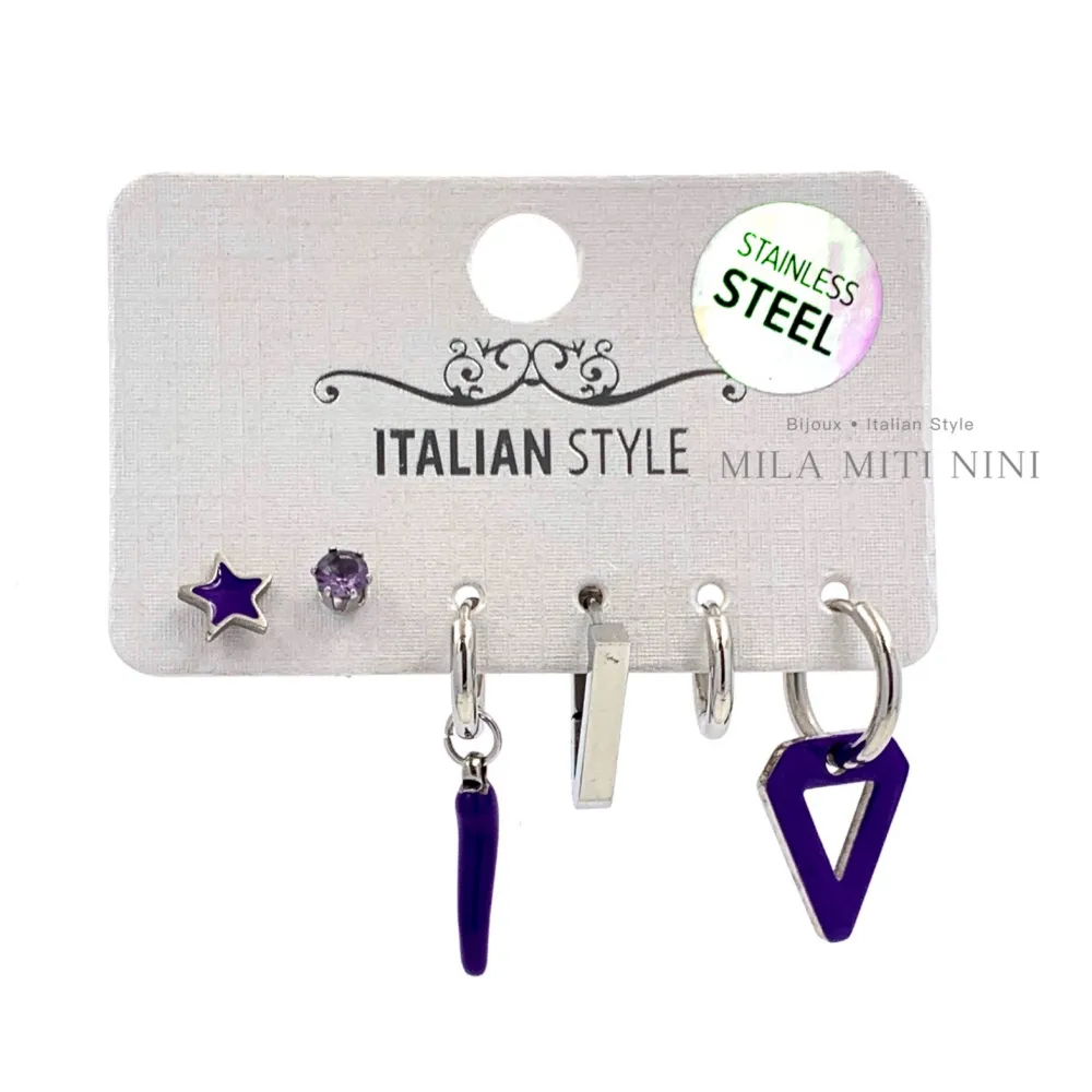 Cuore Smaltato-Set 6pz Orecchini con Zirconia - OPA6-450-422