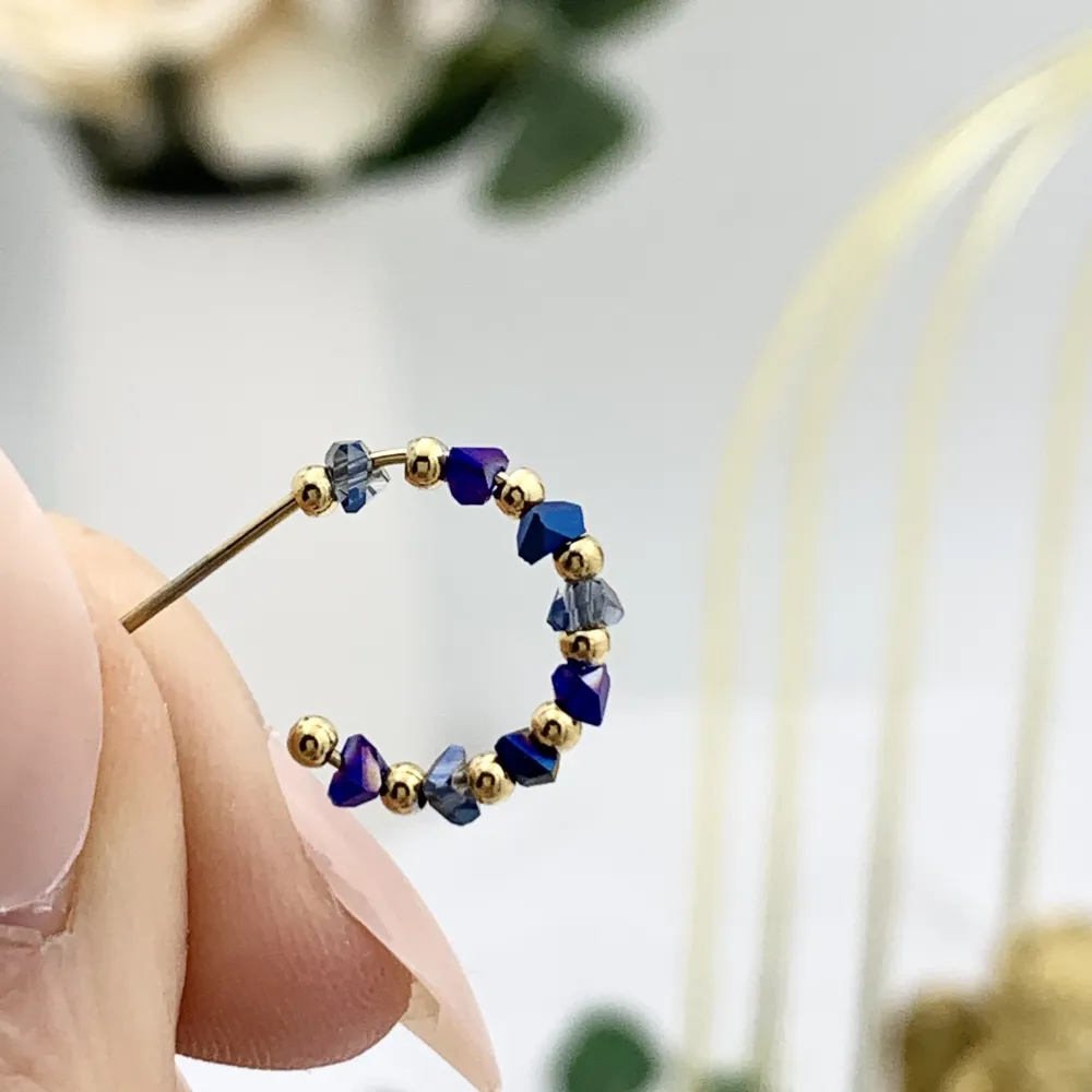 Cerchio Scalare con Cristalli-36Paia Orecchini in Acciaio - OPA-732-136