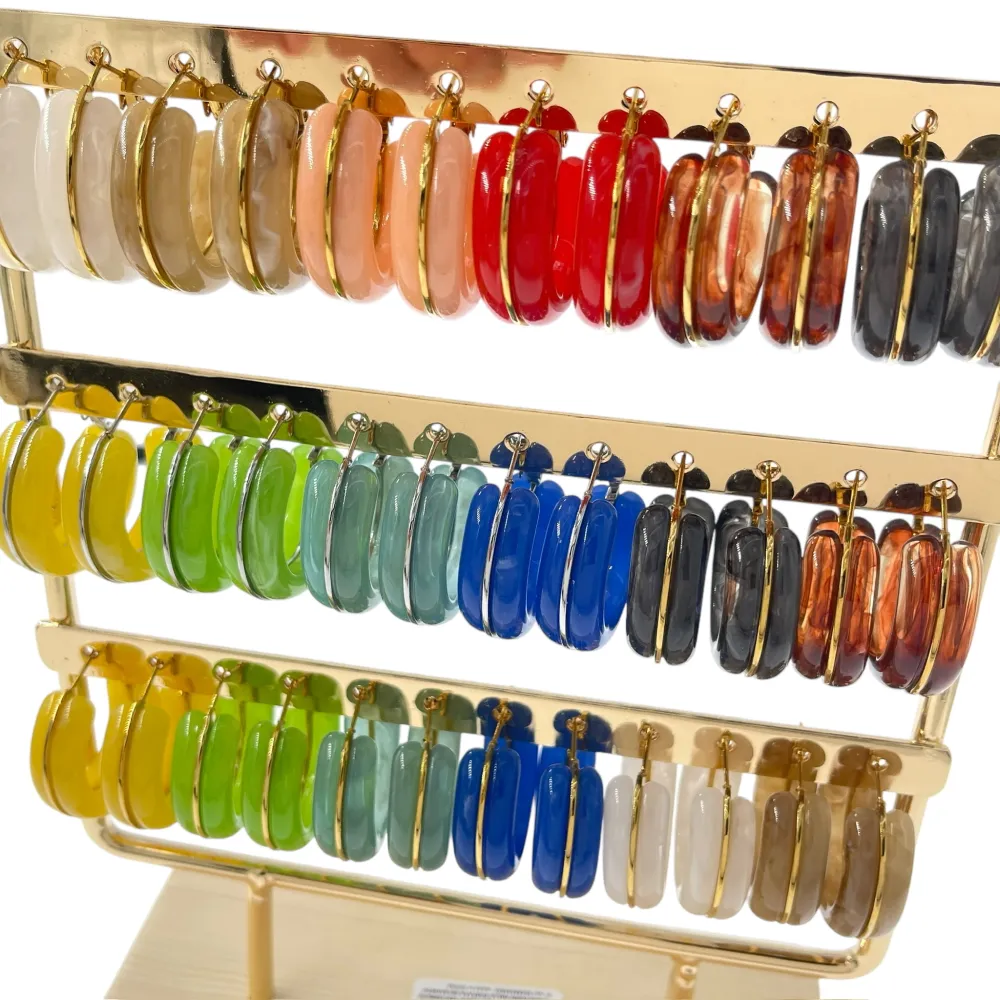 Cerchio -12Paia Orecchini in Acciaio Incluso Espositore - OPA-732-334