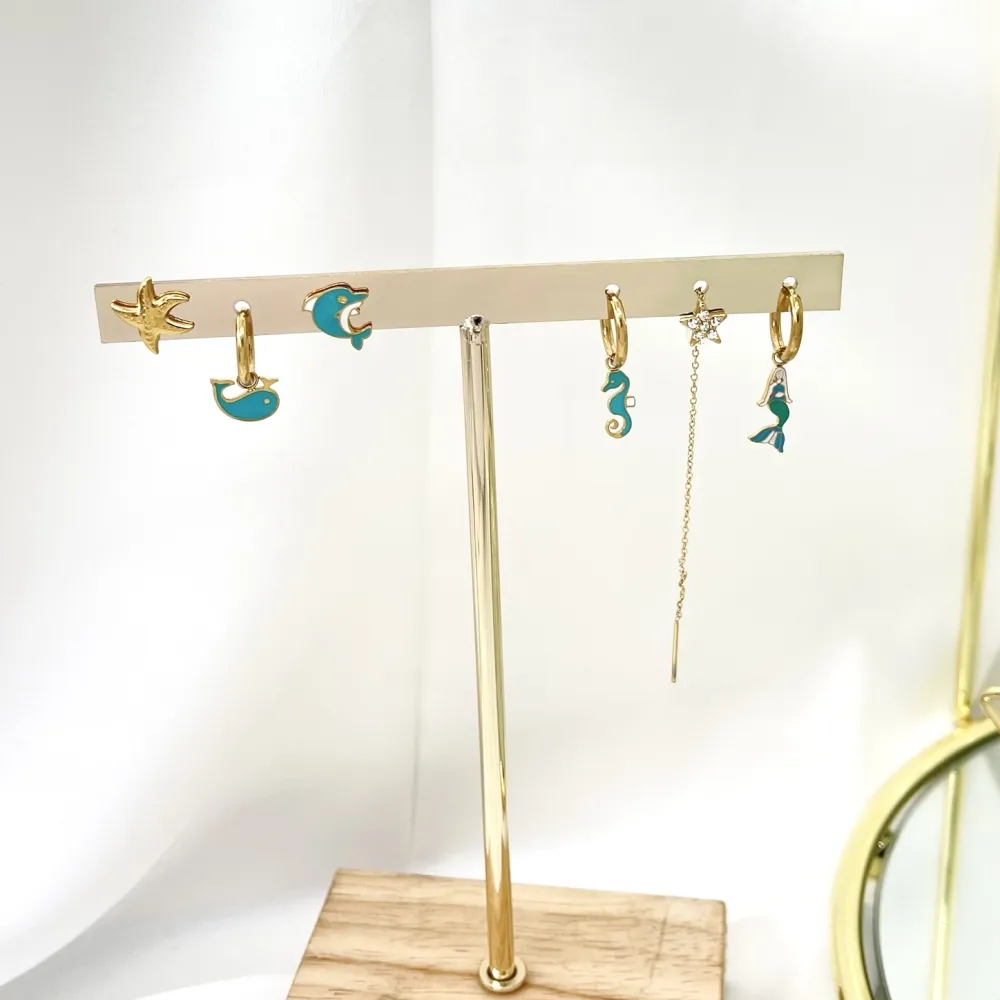 Delfino Mare-Set 6pz Orecchini in Acciaio - OPA-736-14