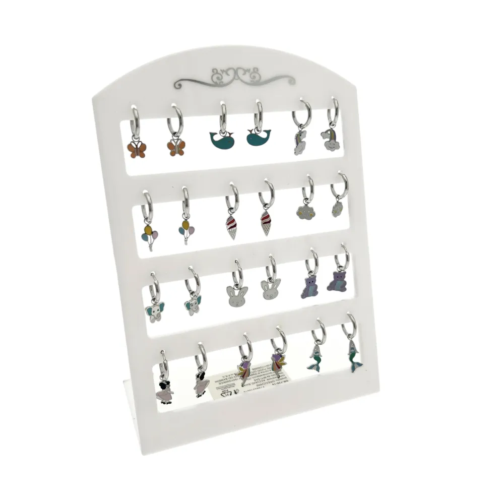 Cerchio con Pendenti Smaltati Favola-12Paia Orecchini in Acciaio - OPA-736-19