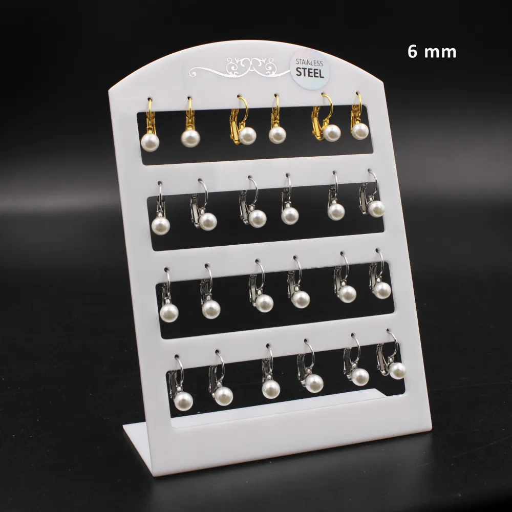 OPA-Perla 6mm 5026- 12 Paia Orecchini a monachella in Acciaio - OPA-Perla 6mm 5026- 12 Paia Orecchini a monachella in Acciaio