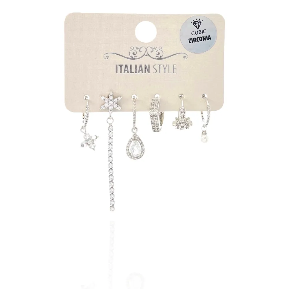 Fiore-Set 6Pz Orecchini con Zirconia - OPM-109-L26