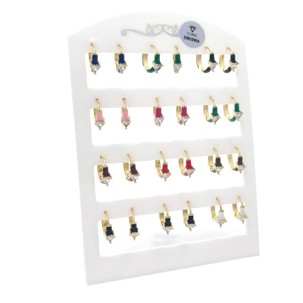 Cerchio con Cuore-12 Paia Orecchini con Zirconia - OPM-426-57S