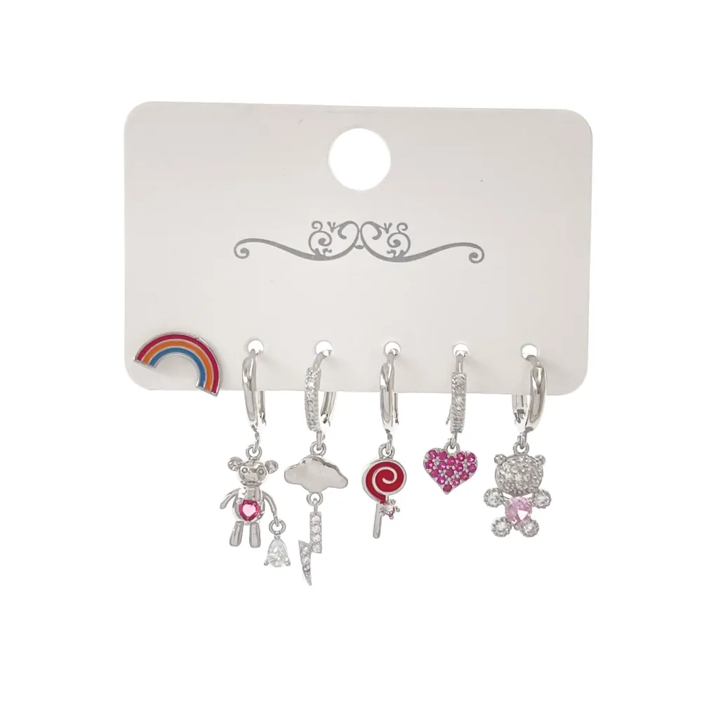 Orsetto-Set 6pz Orecchini in ottone - OPM-520-L43