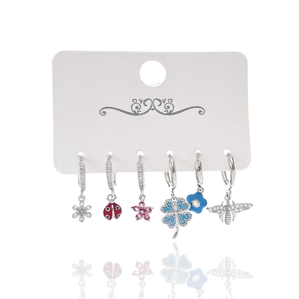 Quadrifolio Coccinella-Set 6pz Orecchini - OPM-520-L46
