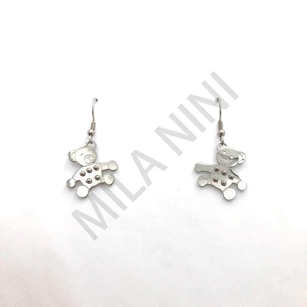 Orecchini pendenti in acciaio orso - Orsetti 5 puntini - Orecchini pendenti in acciaio