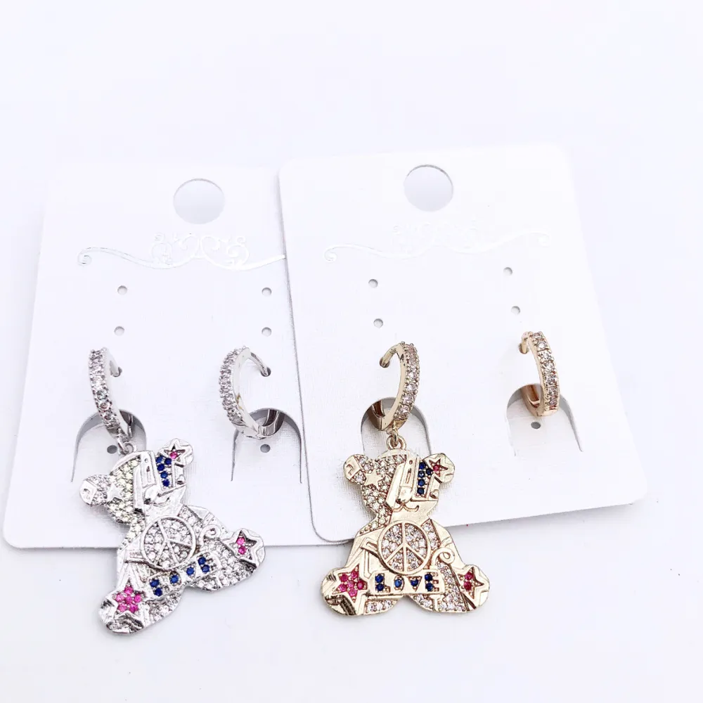 Orecchini zirconia - Orso colorato 5683  -Orecchini cerchio zirconia