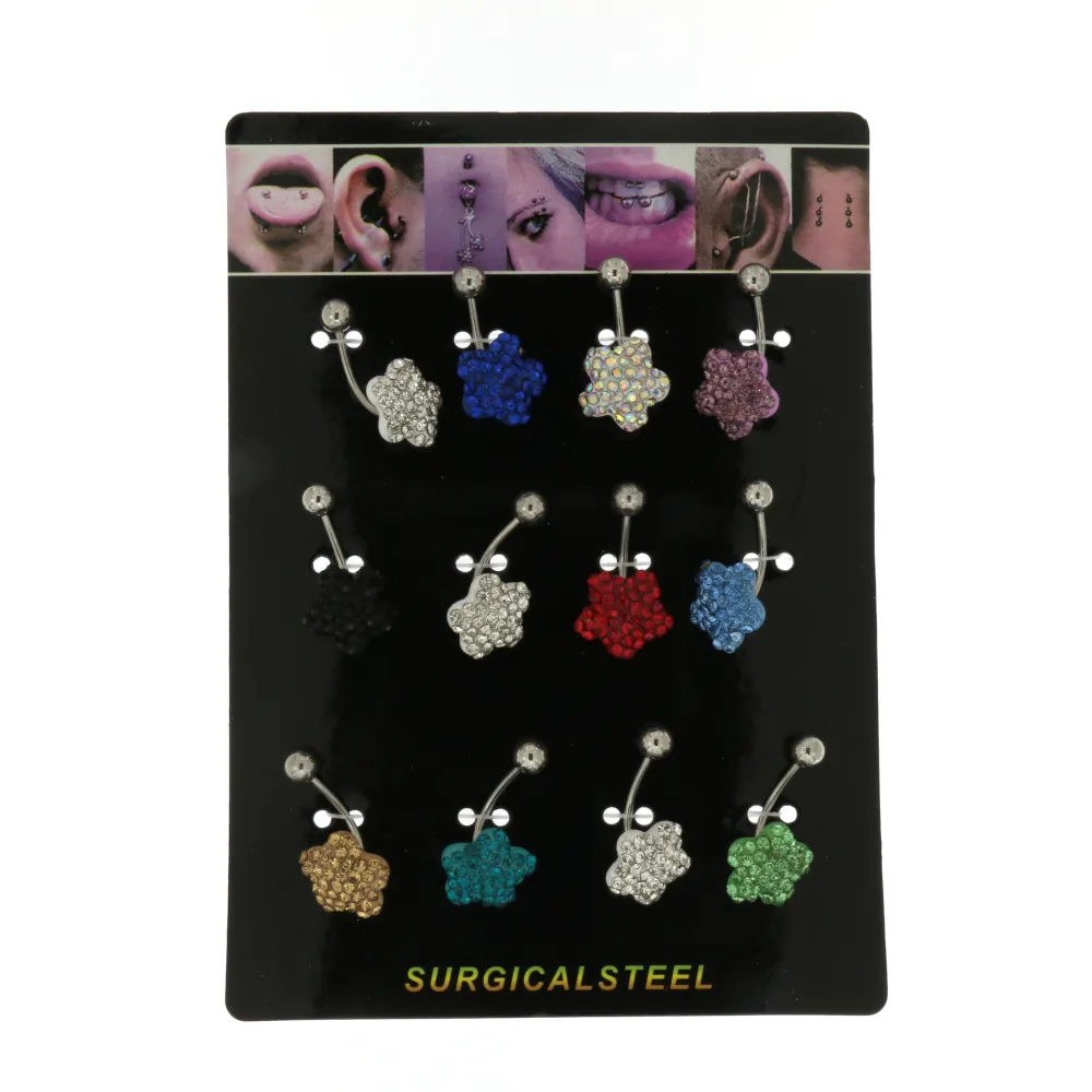 Alla Banana con Fiore Strass  4032 - in Acciaio - PCA4032-Alla Banana con Fiore Strass- in Acciaio