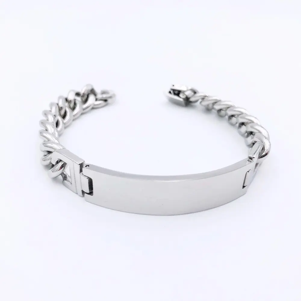 Piastrina 12mm 3309 - Bracciale a Catena in Acciaio - Piastrina 12mm 3309 - Bracciale a Catena in Acciaio