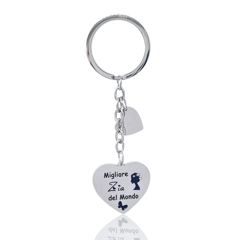Migliore Zia del Mondo -Portachiavi in Acciaio - PKA-413-006