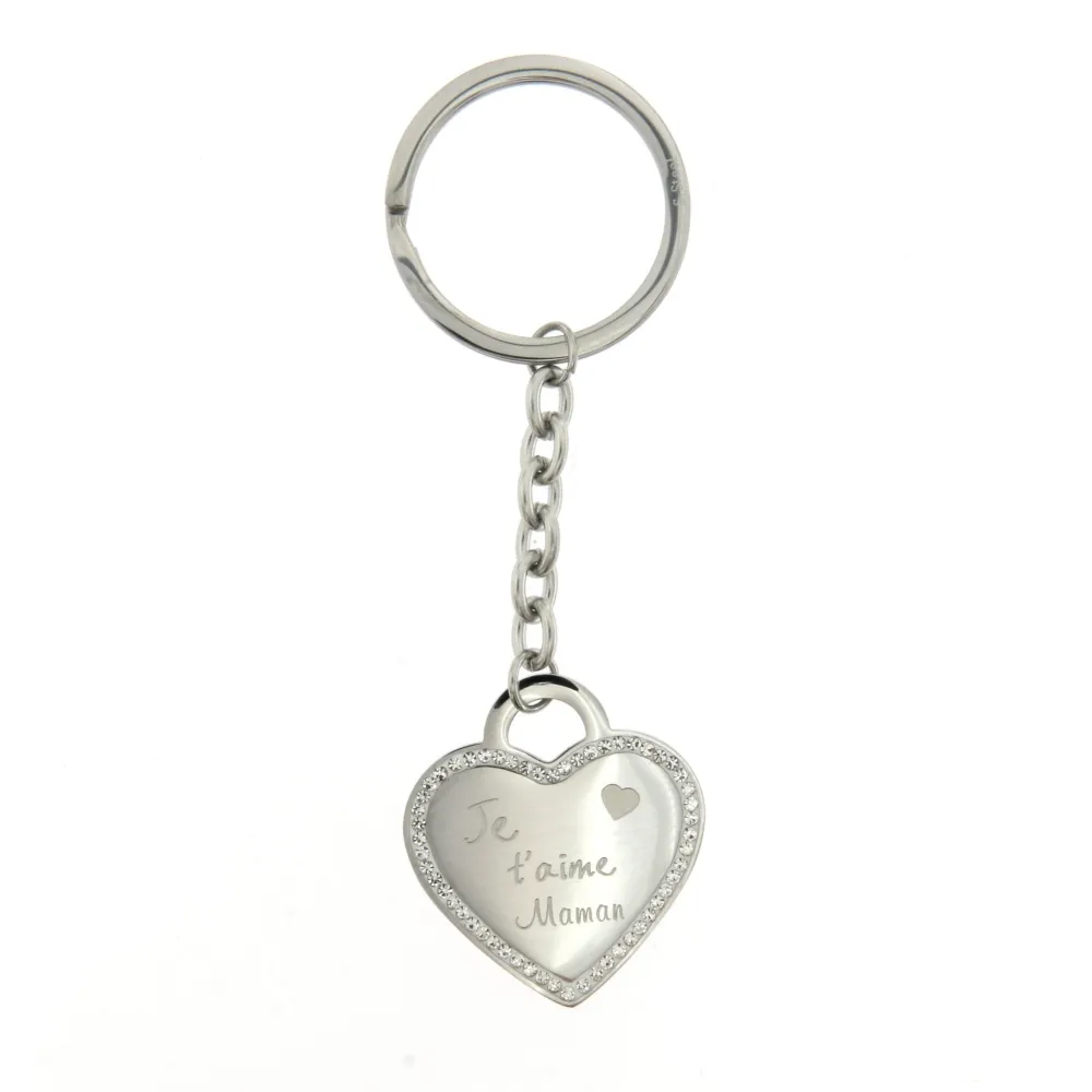 PKA6727-Cuore Je t'aime Maman- Portachiave in Acciaio - PKA413-166