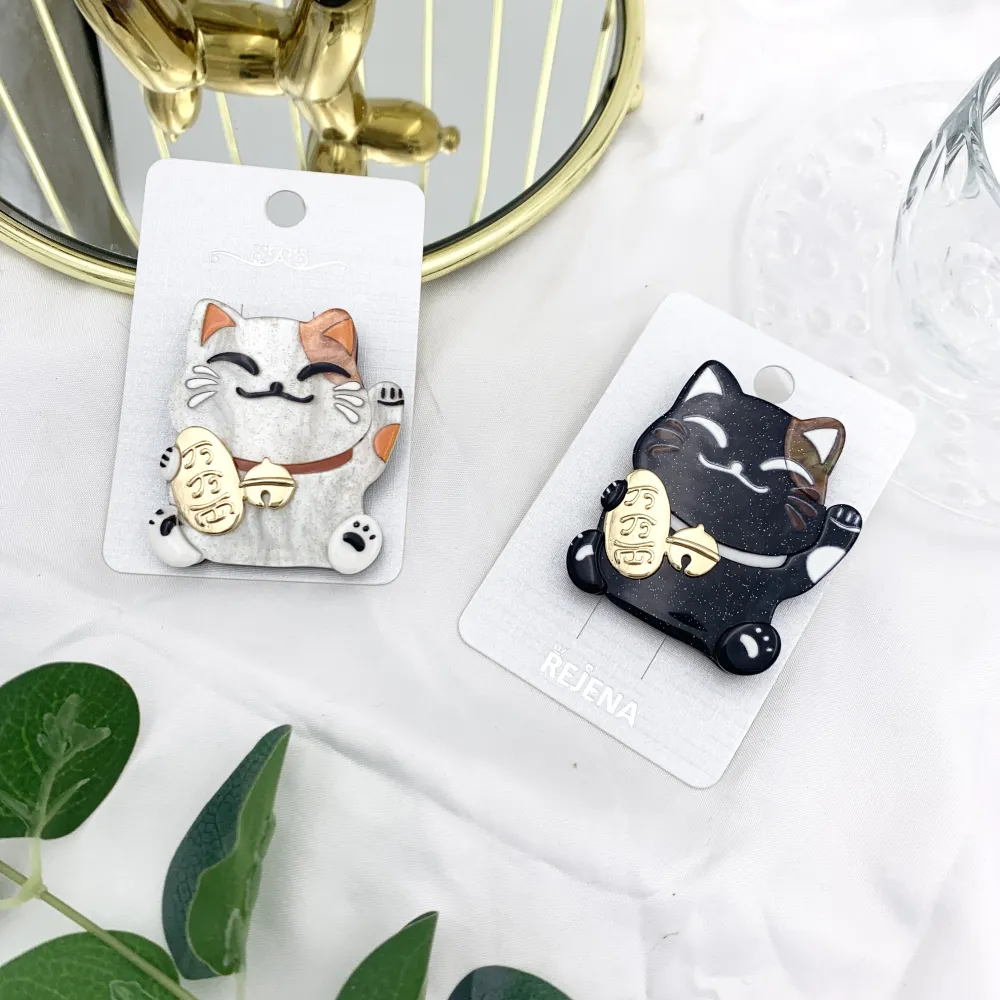 Gatto Fortunato-Spilla Moda in Resina - SPM-1041