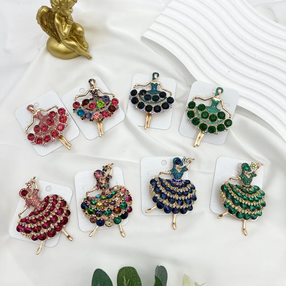 Ballerina-Spilla in Metallo e Strass - SPM-312-370