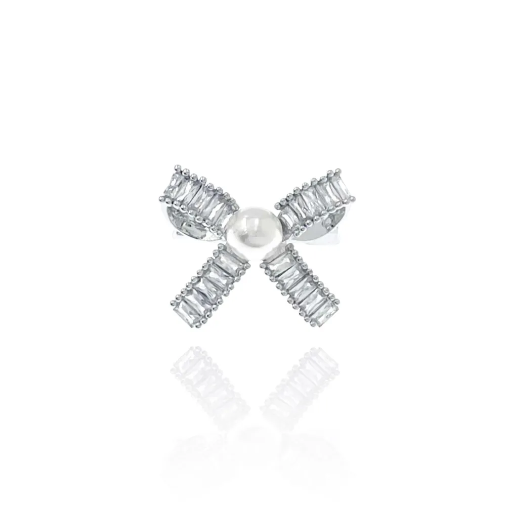 Fiocco con Perla-Spilla Piccola con Zirconia - SPM-506-192