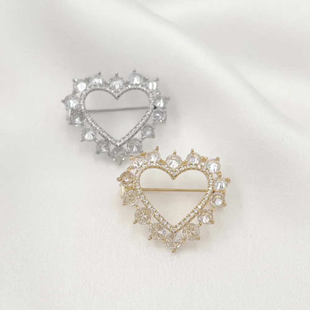 Cuore-Spilla Piccola con Zirconia - SPM-506-198